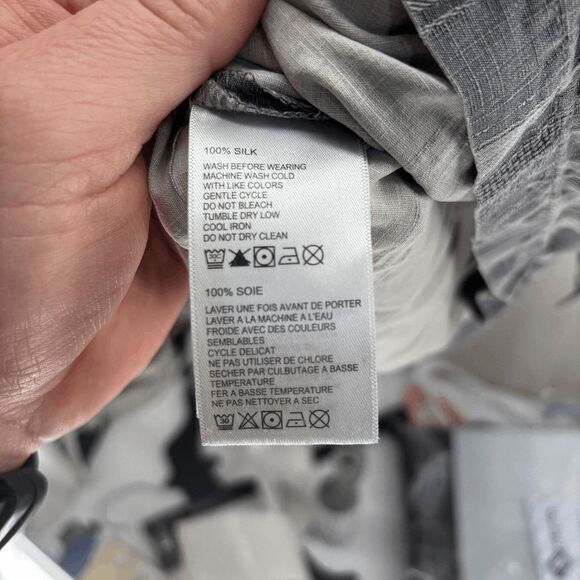 Tommy Bahama Shirt Men's XLT 100% Silk Gray Seersucker Hibiscus Florals Hawaiian - Picture 5 of 7